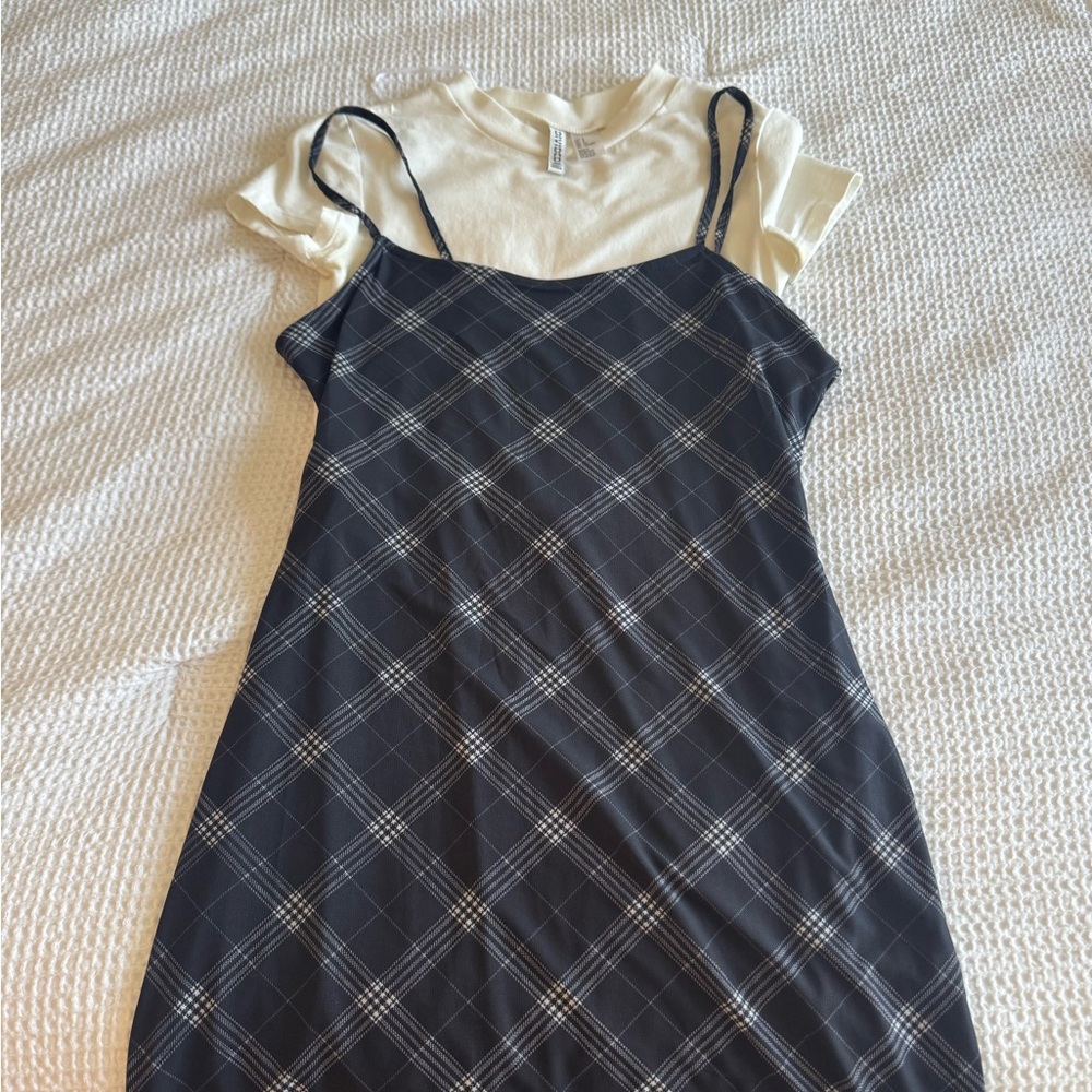 Divided Black and White Plaid Dress